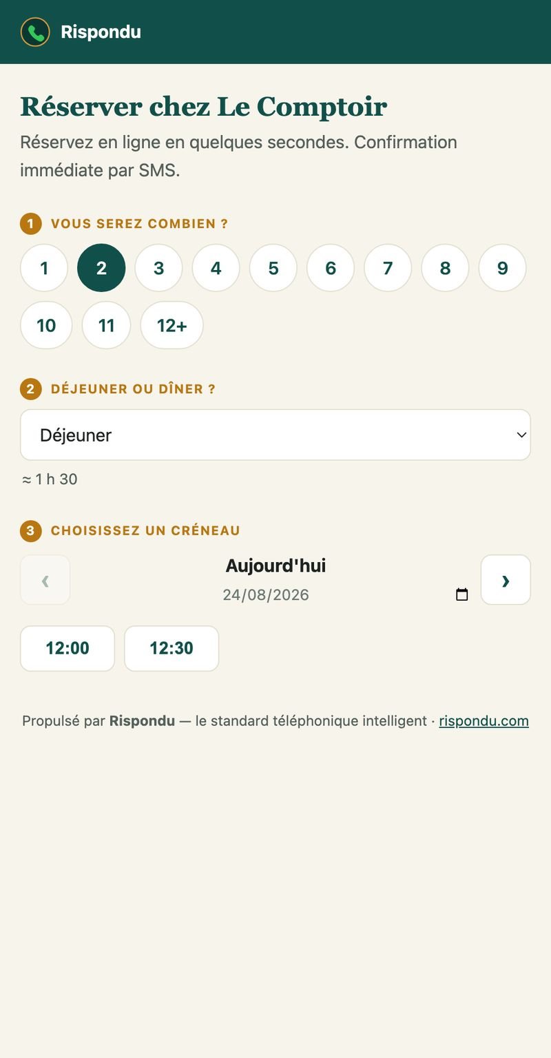 La réservation en ligne — Rispondu Restaurant
